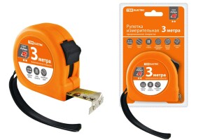 Рулетка, длина 3 м, стальная лента, ширина 16 мм, прорезиненное покрытие, магнит, 