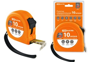 Рулетка, длина 10 м, стальная лента, ширина 25 мм, прорезиненное покрытие, магнит, 